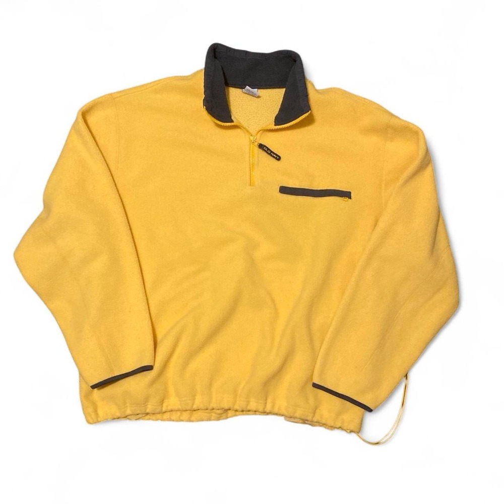 Old Navy vintage yellow grey fleece quarter zip 90s/00s XL/26.5